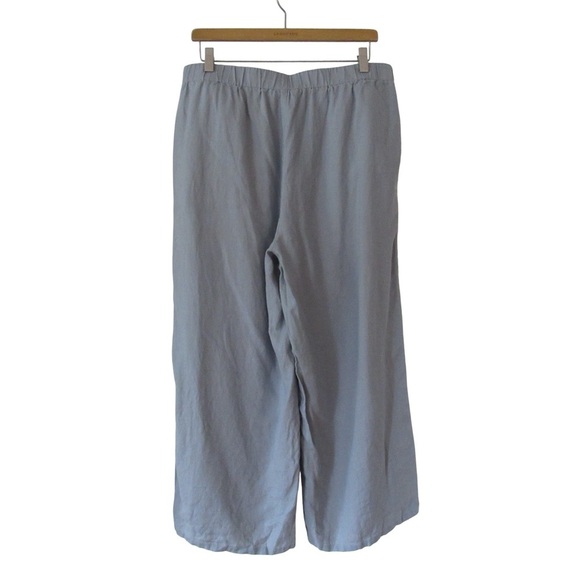 Eileen Fisher Linen Wide Leg Pants Medium Light Blue Cropped Pull On Pockets - Picture 10 of 11